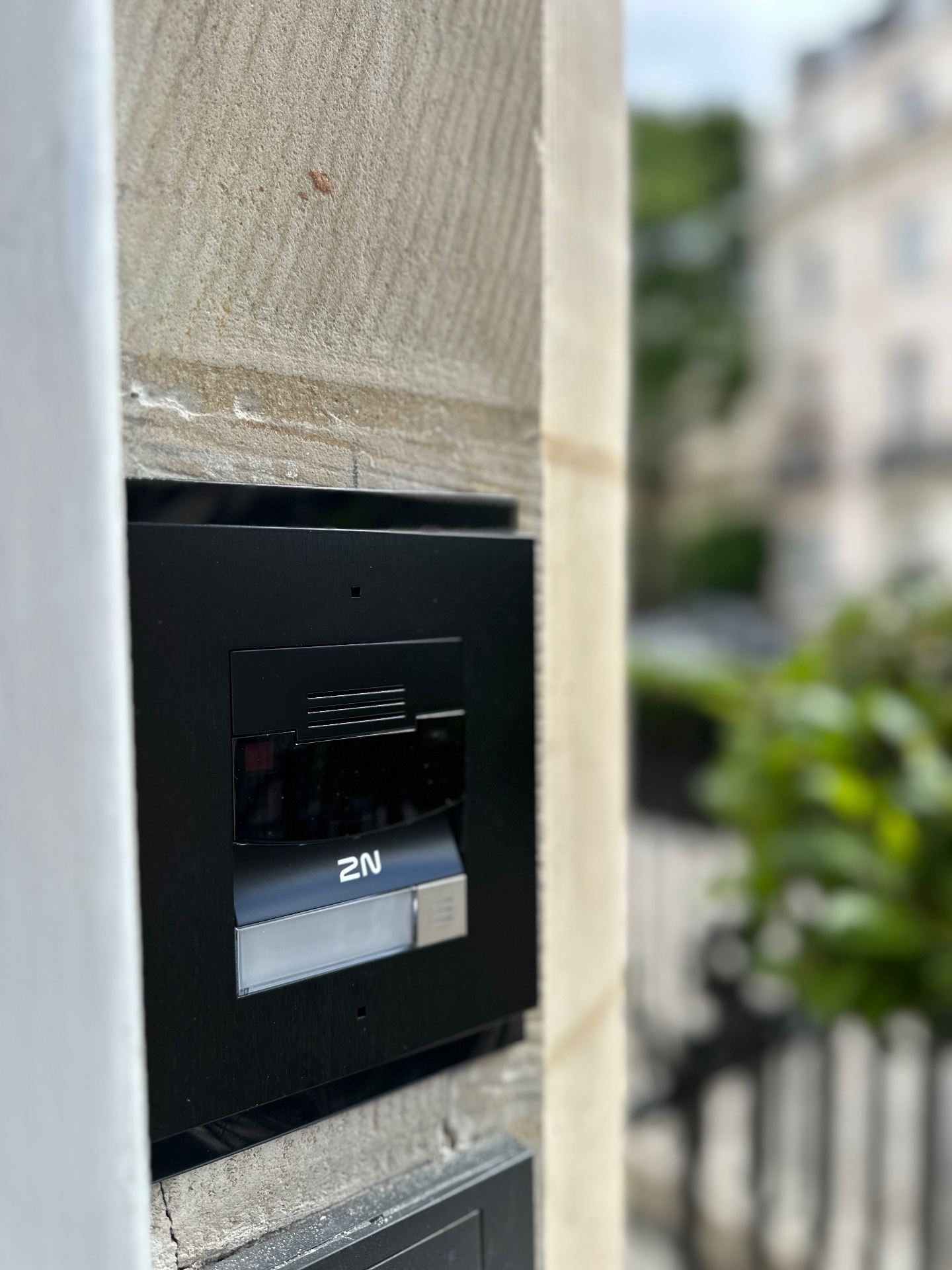 2N intercom entrance panel at the private London residence