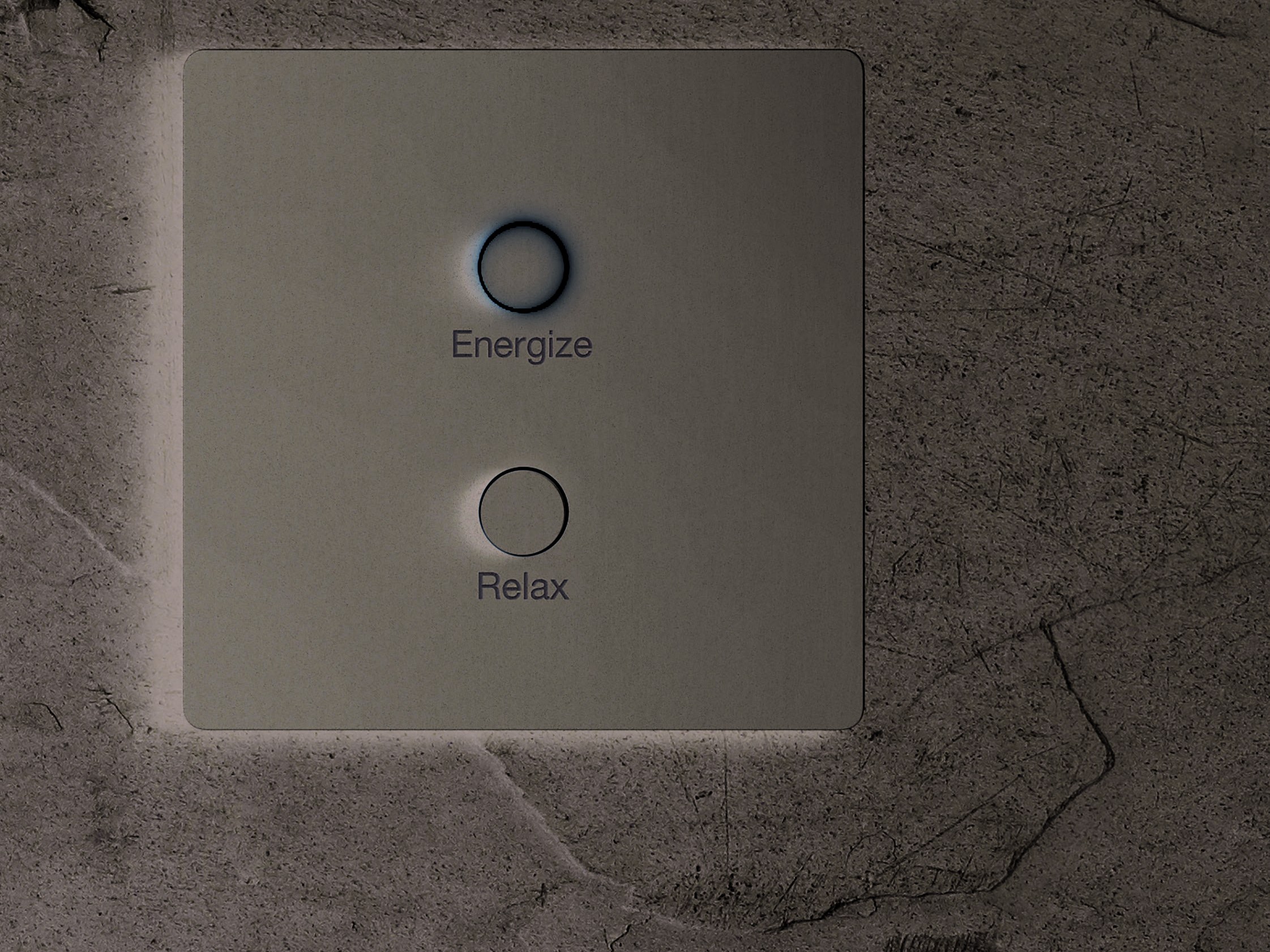 Lutron Alisse keypad in Graphite set into dark stone — Lutron photography